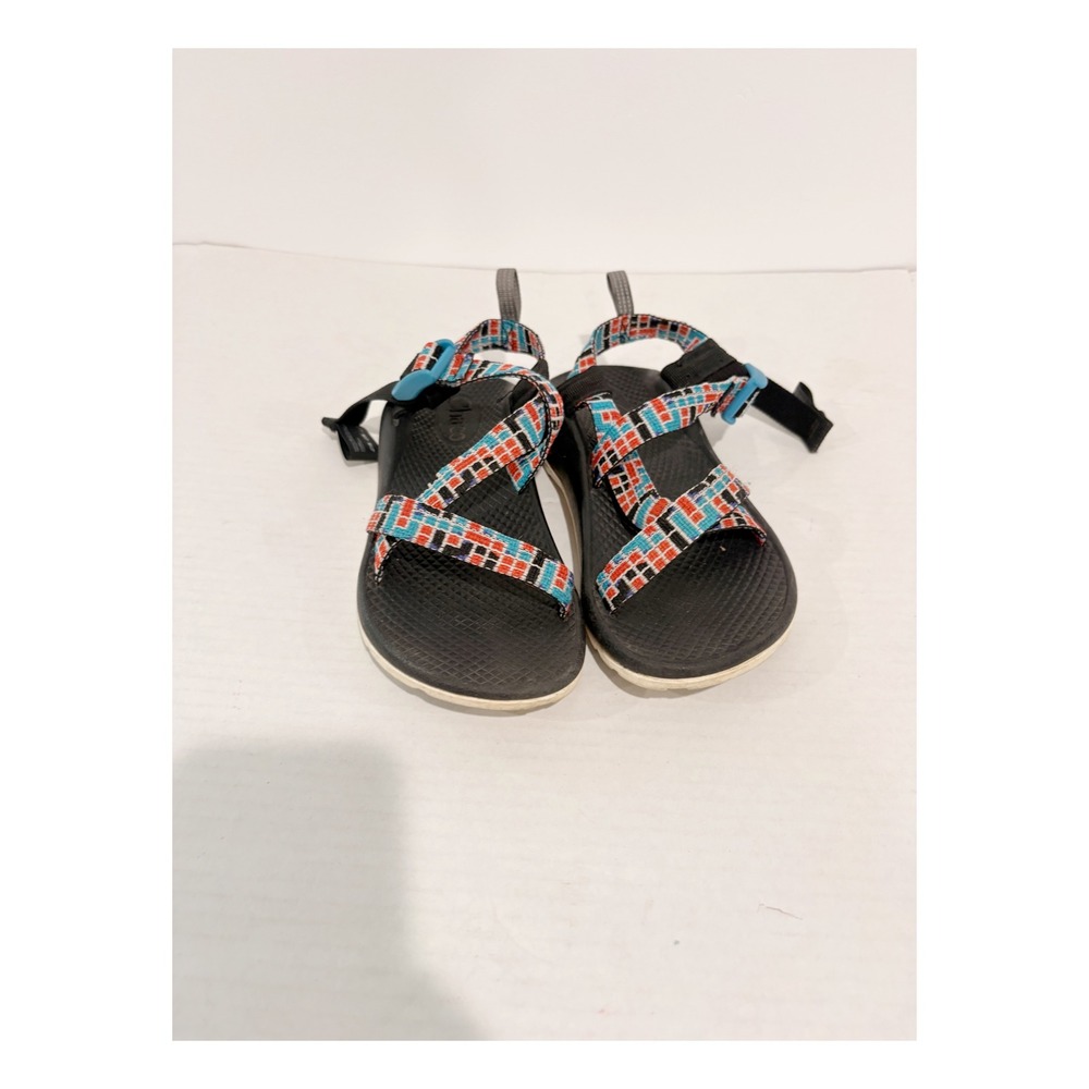 Chaco Kids Z1 Ecotread Sport Sandals Blue Orange Geometric Size 2 Kids - Picture 4 of 5